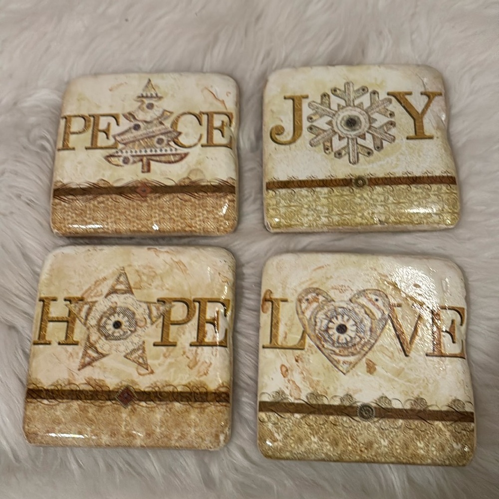 Lori Siebert Holiday Stone and Cork Coasters